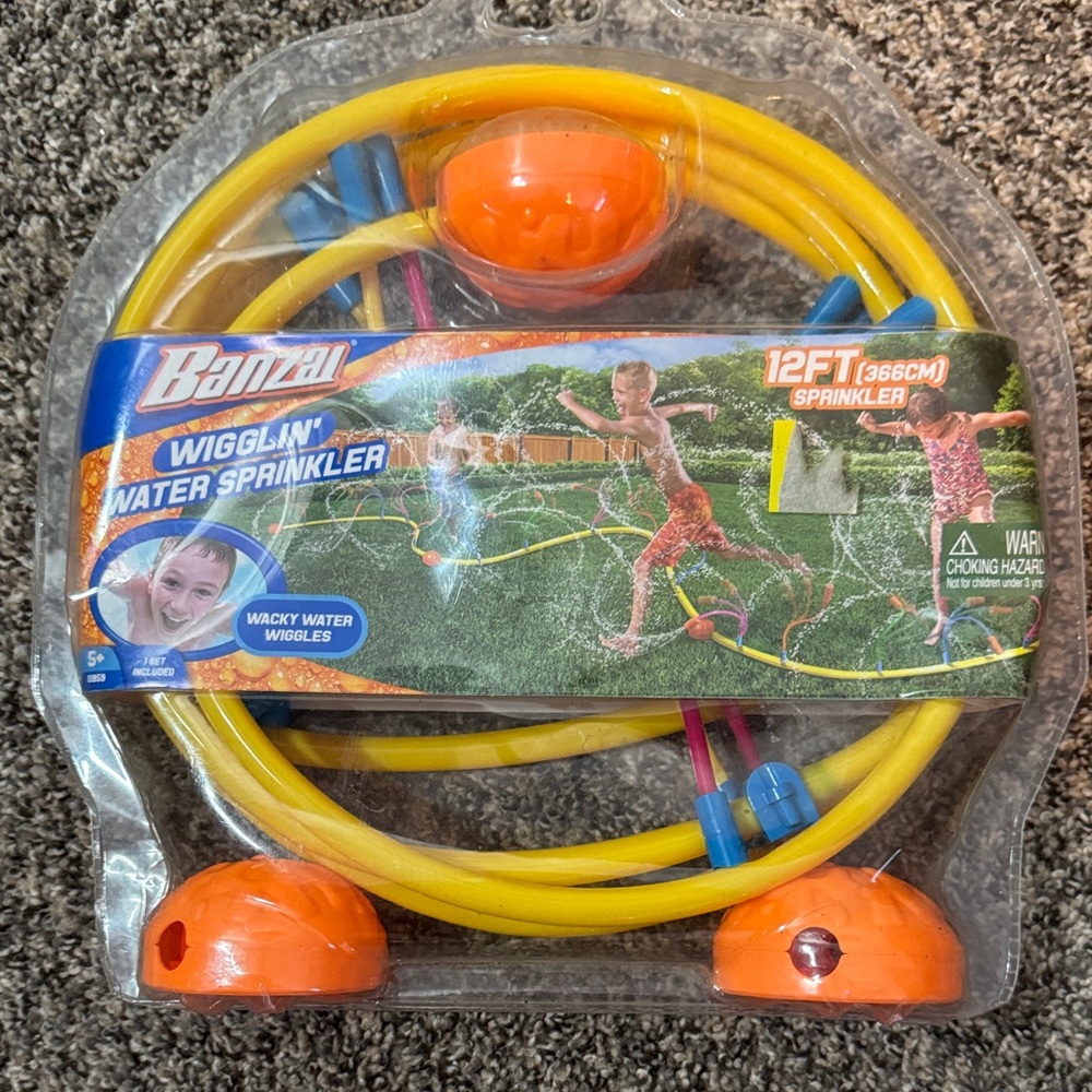 Banzai Wiggling Water Sprinkler - Yellow and Orange